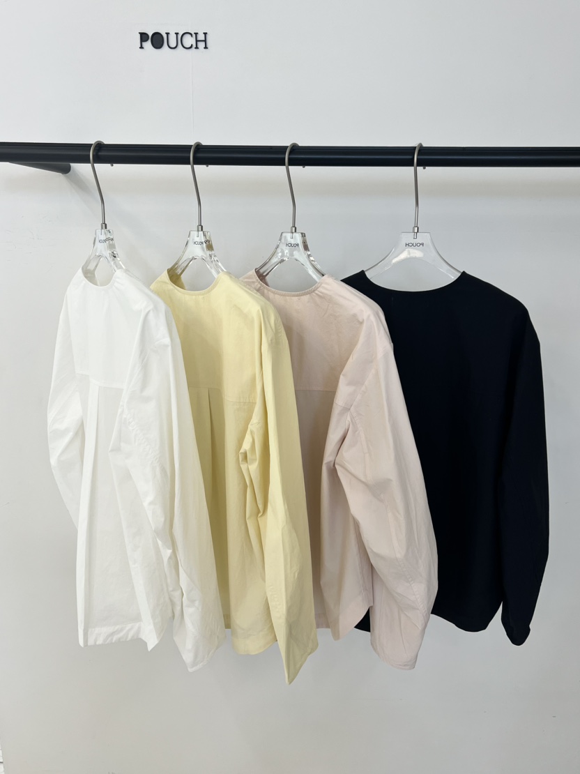 POUCH韓國代購女裝新款職業真品26春夏人氣襯衫蕾絲衫紐扣POUCH襯衫/蕾絲衫