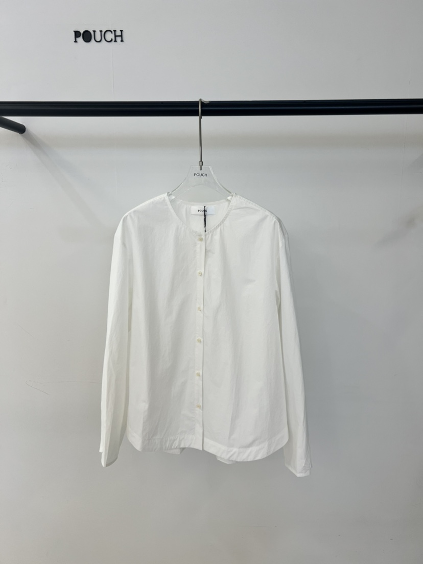 POUCH韓國代購女裝新款職業真品26春夏人氣襯衫蕾絲衫紐扣POUCH襯衫/蕾絲衫圖色1