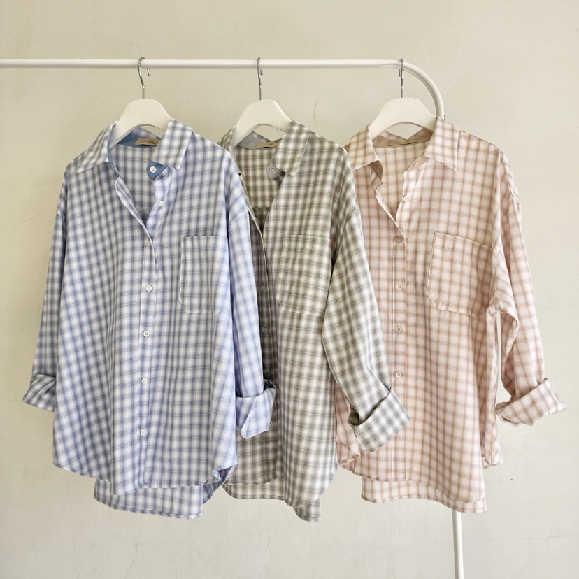 LA BLOOM韓國直郵女士新款26春夏時尚真品襯衫蕾絲衫格子La Bloom襯衫/蕾絲衫