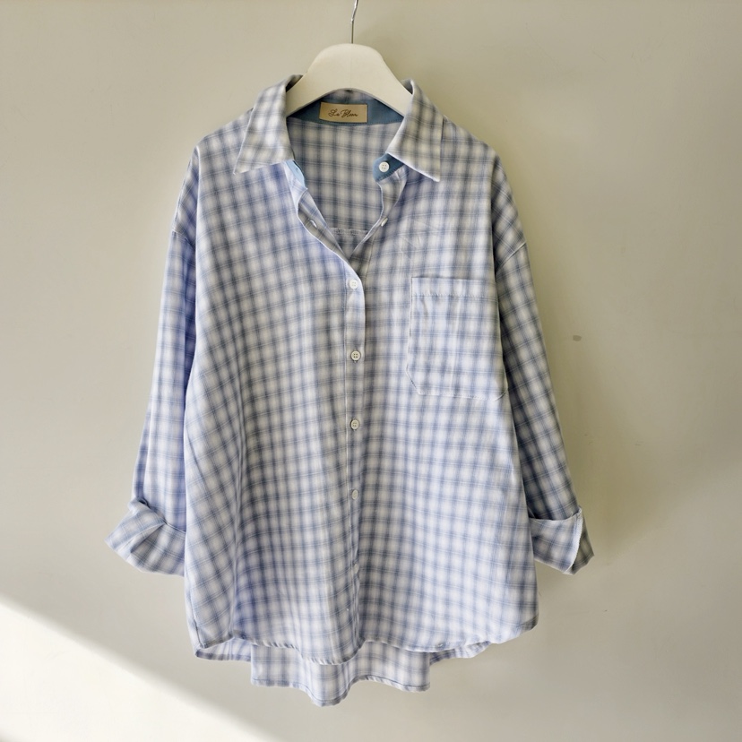 LA BLOOM韓國直郵女士新款26春夏時尚真品襯衫蕾絲衫格子La Bloom襯衫/蕾絲衫圖色3