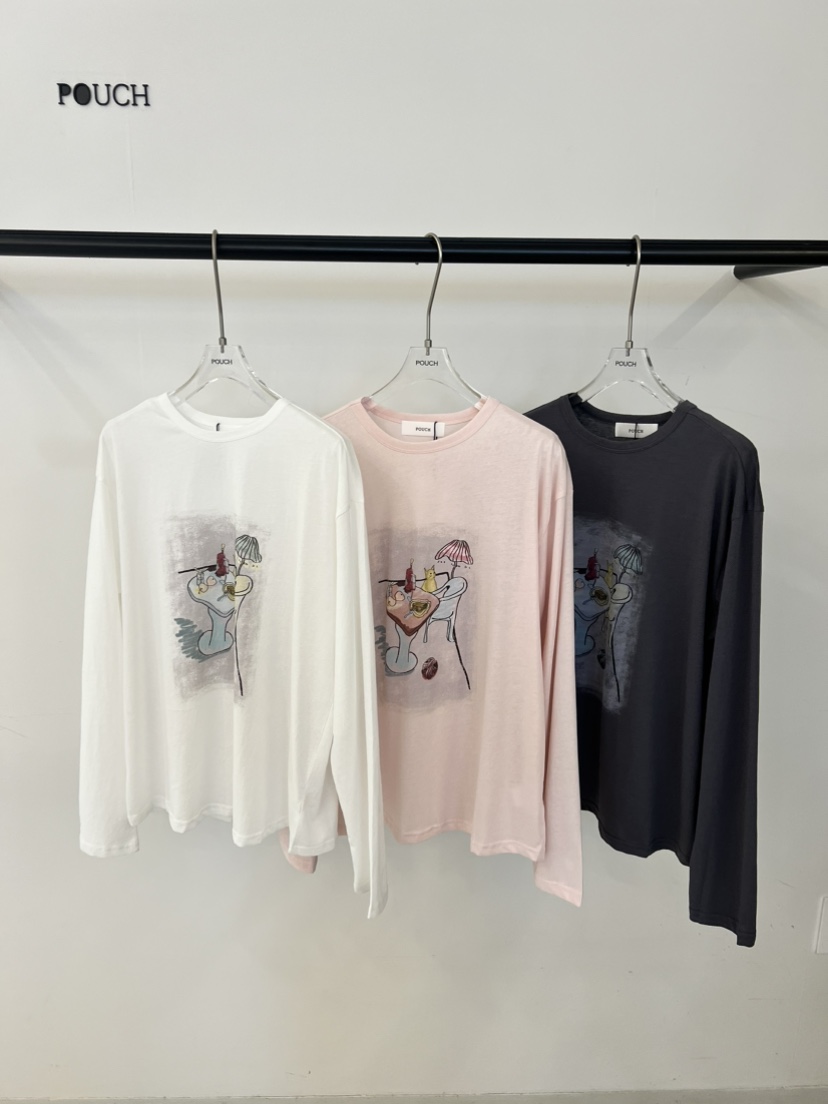 POUCH韓國代購女裝新品休閑26春夏人氣推薦時尚熱賣長袖T恤POUCH長袖T恤