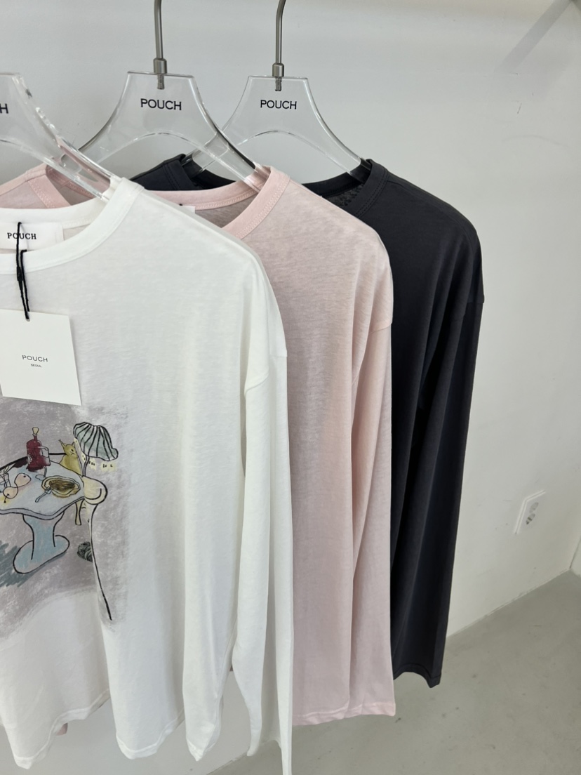 POUCH韓國代購女裝新品休閑26春夏人氣推薦時尚熱賣長袖T恤POUCH長袖T恤