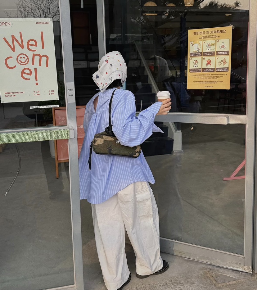 OKIE東大門直郵女裝新款26春夏休閑人氣職業襯衫蕾絲衫寬松OKIE襯衫/蕾絲衫