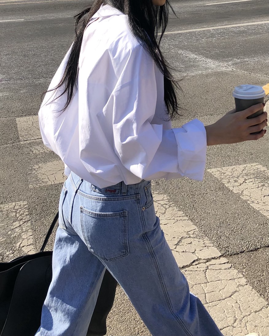 OKIE東大門直郵女裝新款26春夏休閑人氣職業襯衫蕾絲衫寬松OKIE襯衫/蕾絲衫