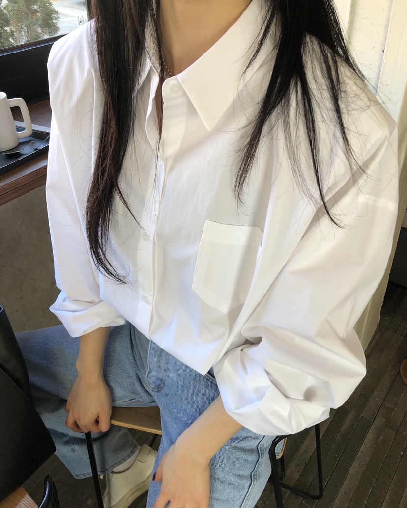 OKIE東大門直郵女裝新款26春夏休閑人氣職業襯衫蕾絲衫寬松OKIE襯衫/蕾絲衫