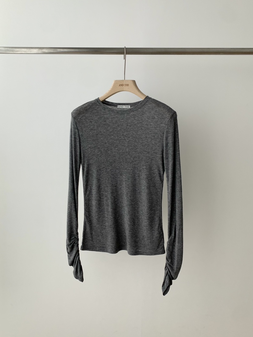 AND THE韓國直郵女士新款時尚推薦人氣26春夏長袖T恤褶皺AND THE長袖T恤圖色3