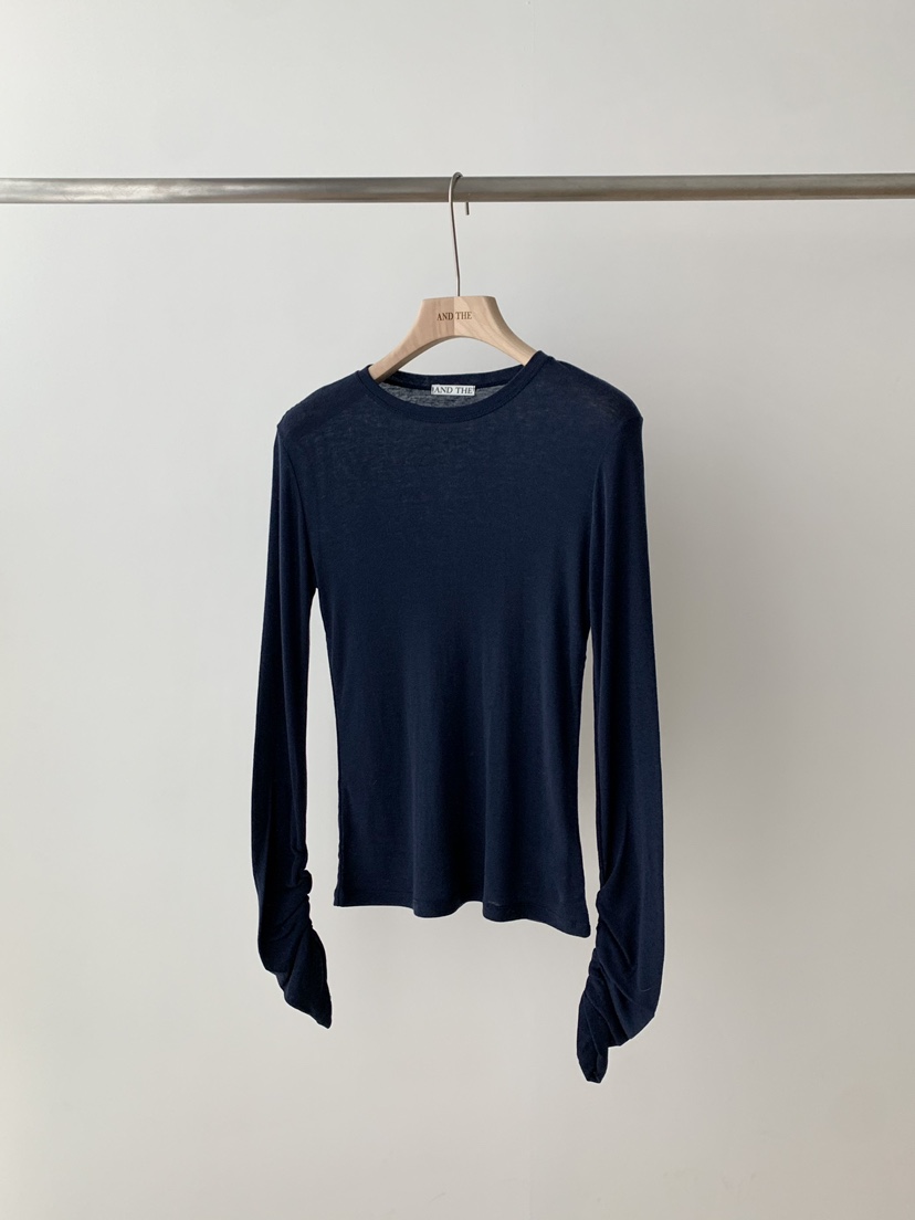 AND THE韓國直郵女士新款時尚推薦人氣26春夏長袖T恤褶皺AND THE長袖T恤圖色4