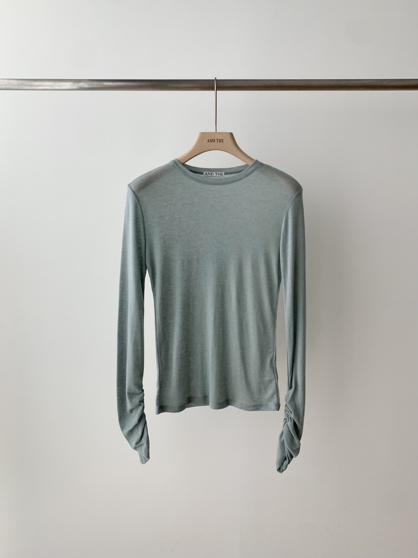 AND THE韓國直郵女士新款時尚推薦人氣26春夏長袖T恤褶皺AND THE長袖T恤圖色7