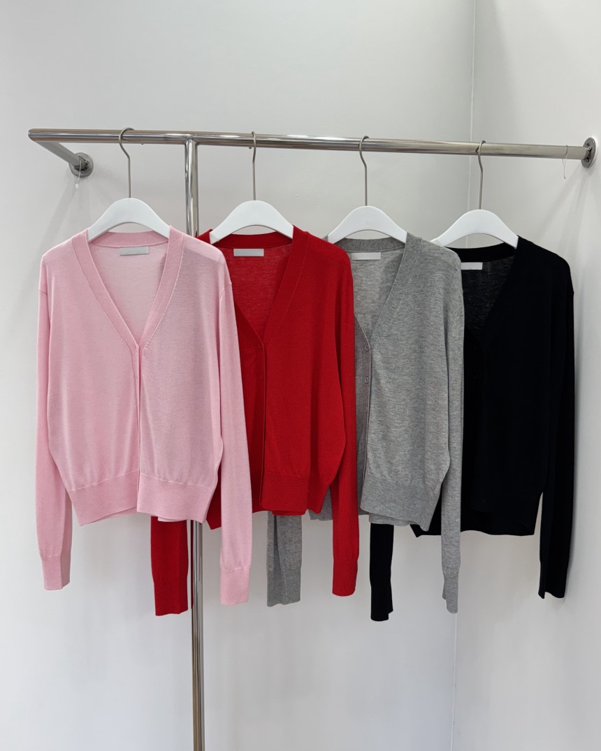 OKIE東大門實拍女裝新品推薦時尚真品針織衫不對稱V領開衫OKIE針織衫