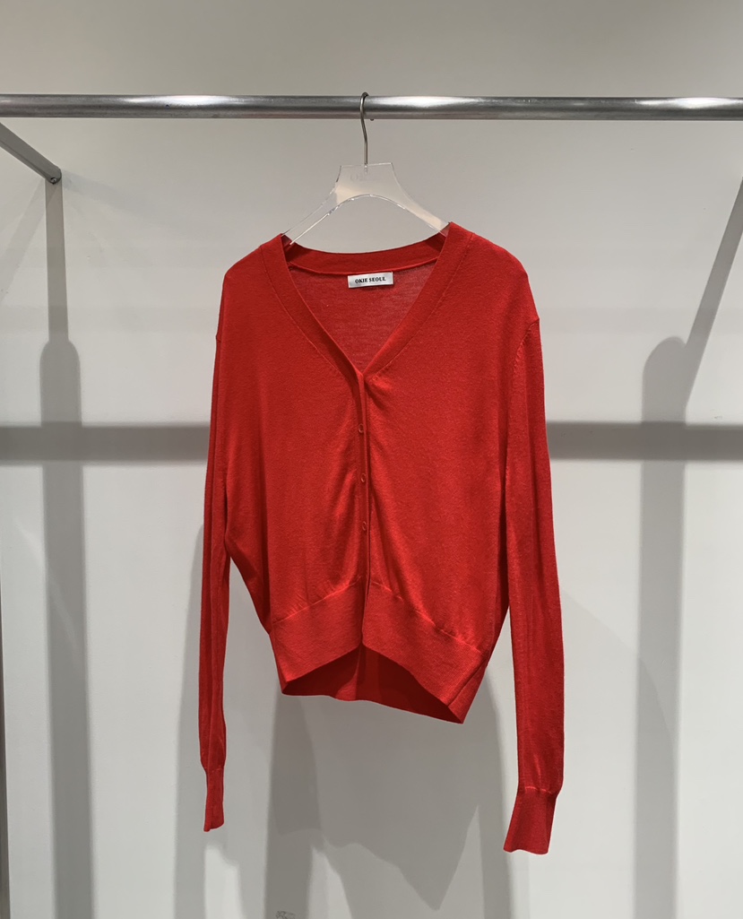 OKIE東大門實拍女裝新品推薦時尚真品針織衫不對稱V領開衫OKIE針織衫圖色3