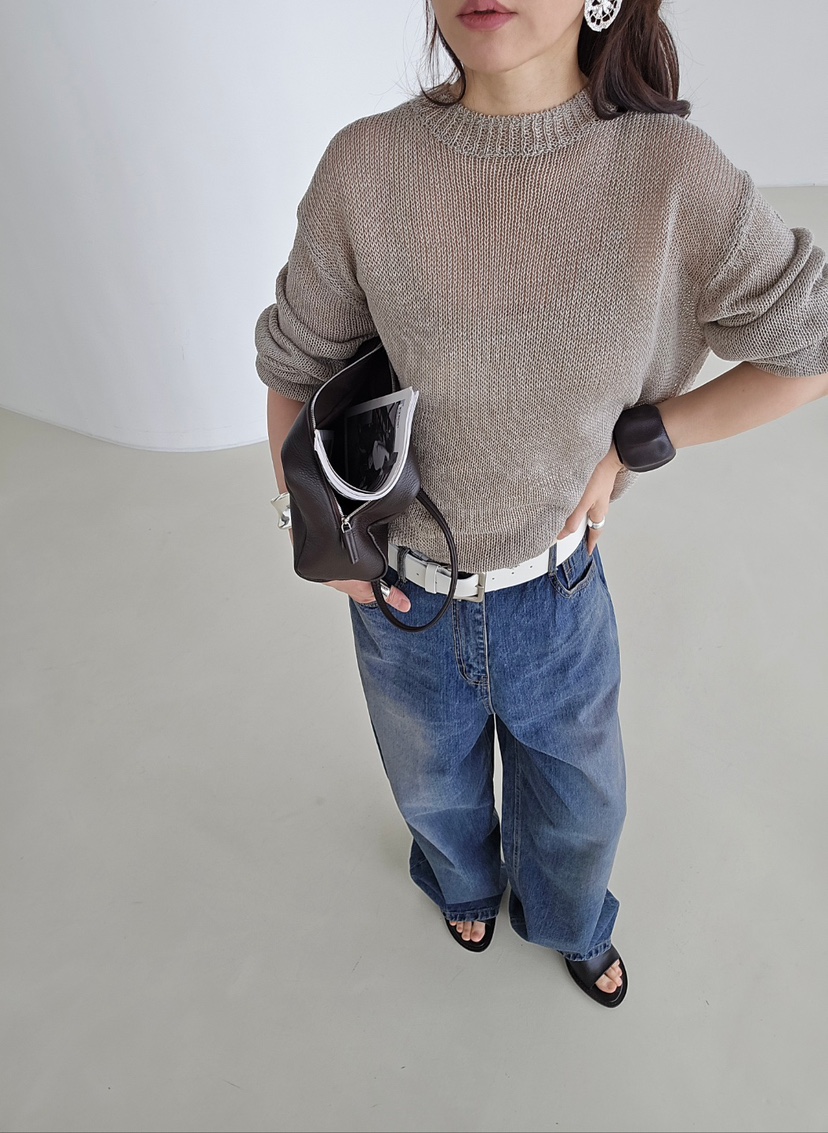 J SHOP韓國直郵女裝新款26春夏職業休閑人氣針織衫網眼亞麻J_SHOP針織衫