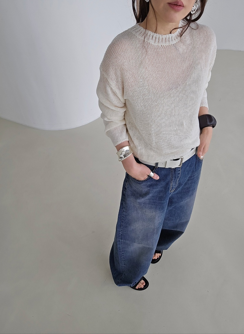 J SHOP韓國直郵女裝新款26春夏職業休閑人氣針織衫網眼亞麻J_SHOP針織衫