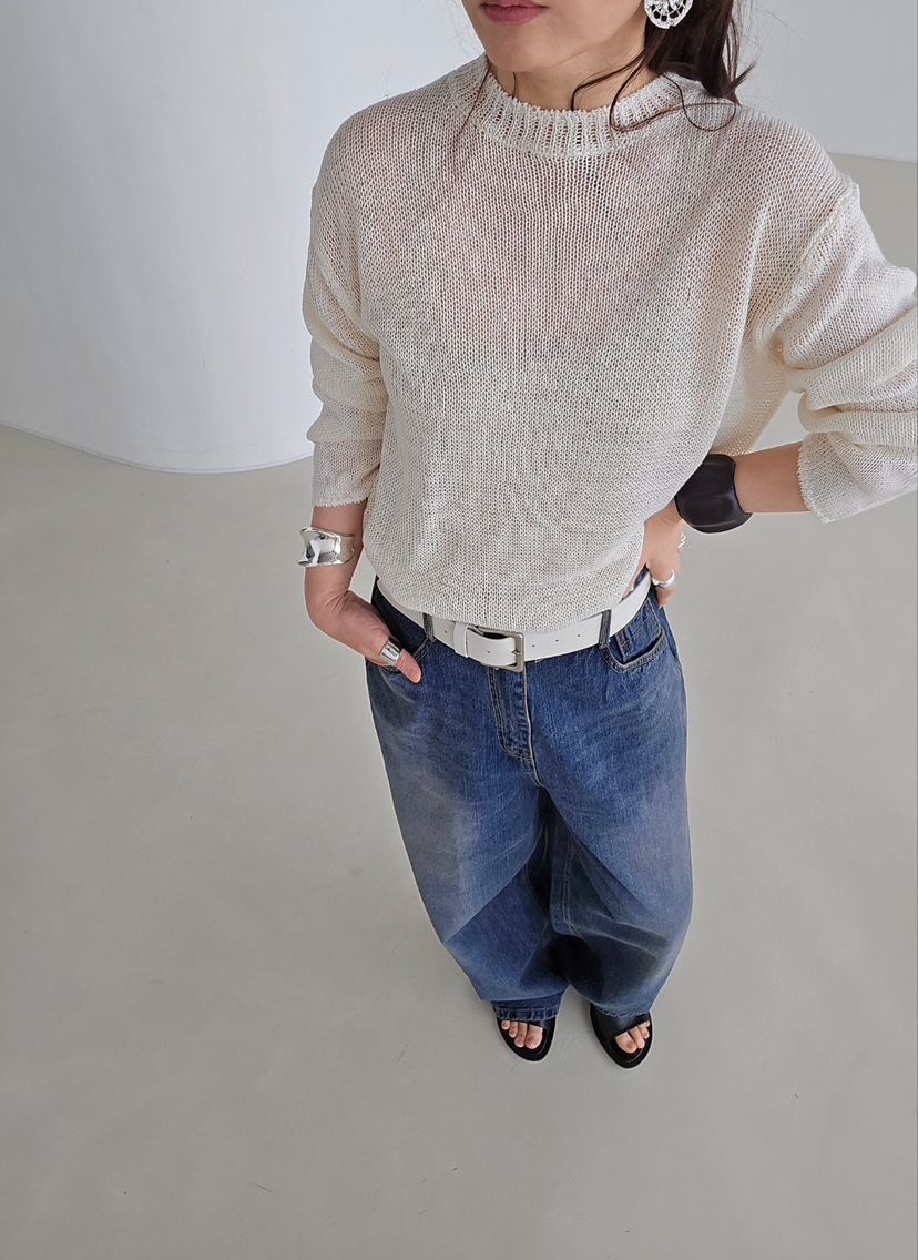 J SHOP韓國直郵女裝新款26春夏職業休閑人氣針織衫網眼亞麻J_SHOP針織衫