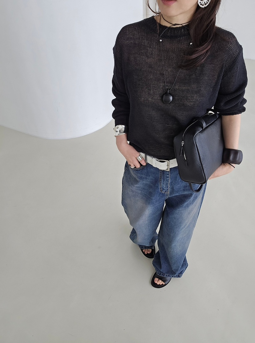 J SHOP韓國直郵女裝新款26春夏職業休閑人氣針織衫網眼亞麻J_SHOP針織衫