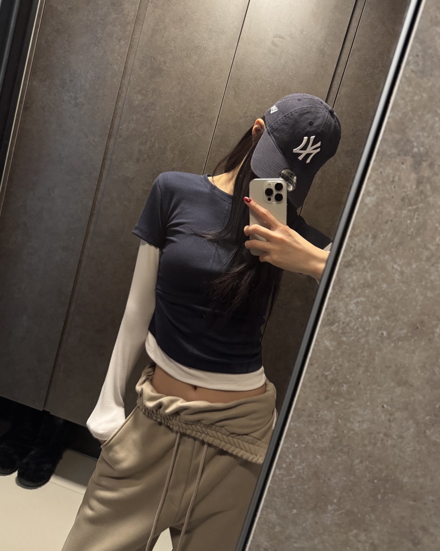 OKIE韓國代購女裝新品推薦真品時尚熱賣26春夏長袖T恤假兩件OKIE長袖T恤