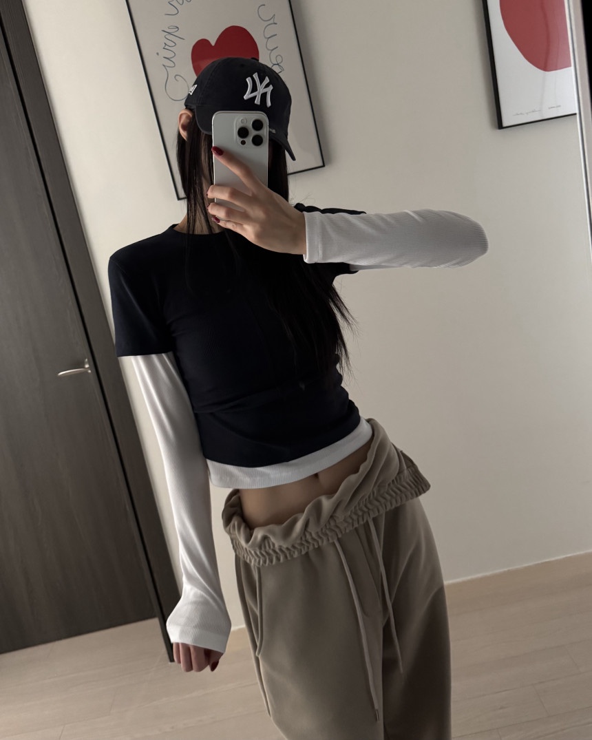 OKIE韓國代購女裝新品推薦真品時尚熱賣26春夏長袖T恤假兩件OKIE長袖T恤