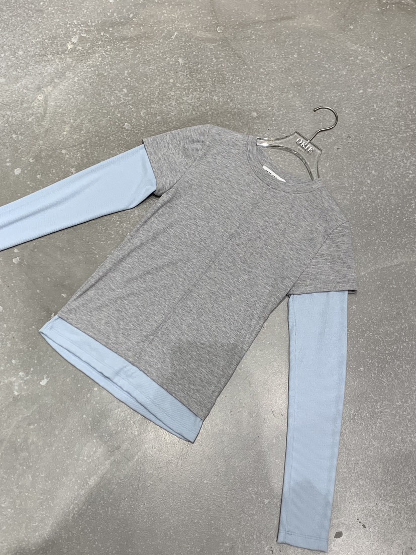 OKIE韓國代購女裝新品推薦真品時尚熱賣26春夏長袖T恤假兩件OKIE長袖T恤圖色3