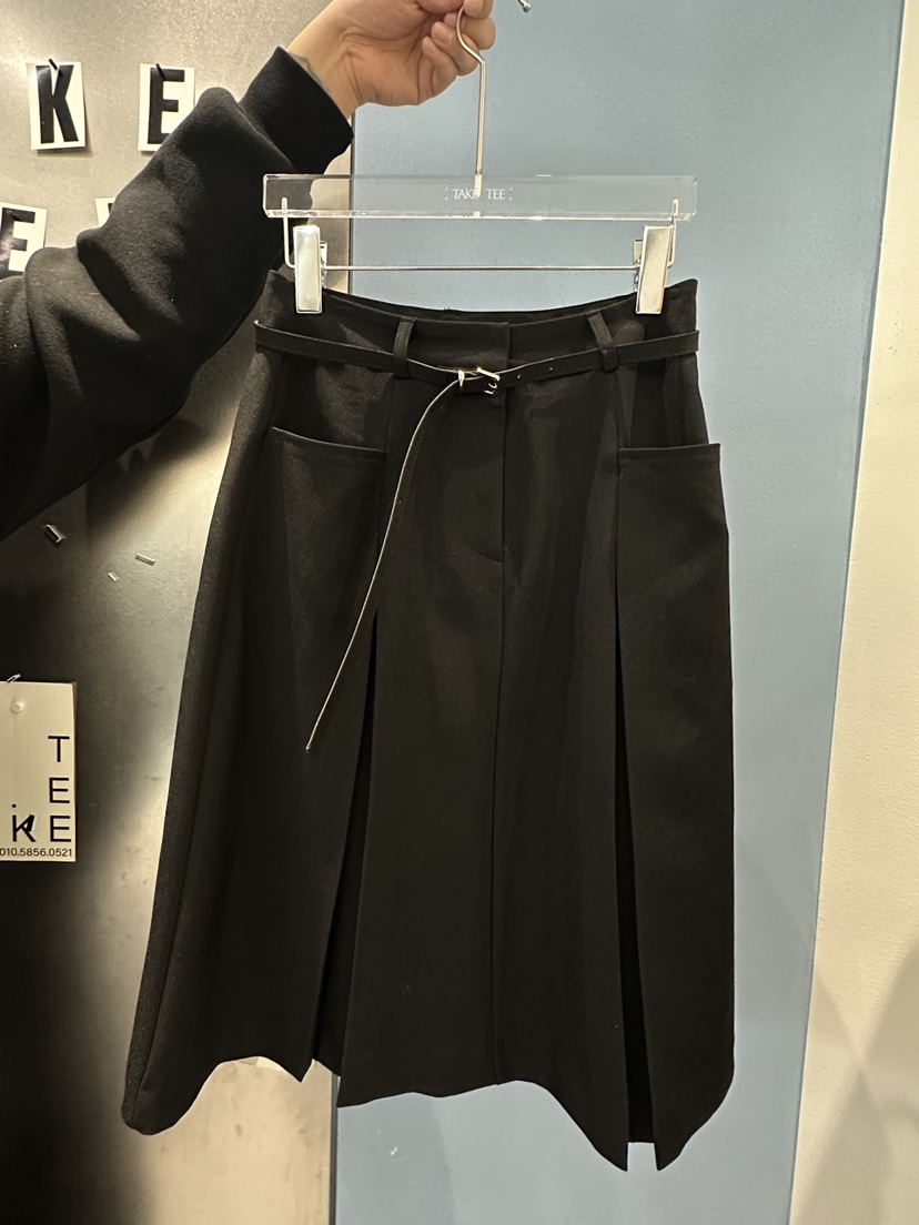 TAKE TEE東大門代購女裝新品推薦熱賣長裙含腰帶百褶褶裙TAKE TEE長裙圖色2