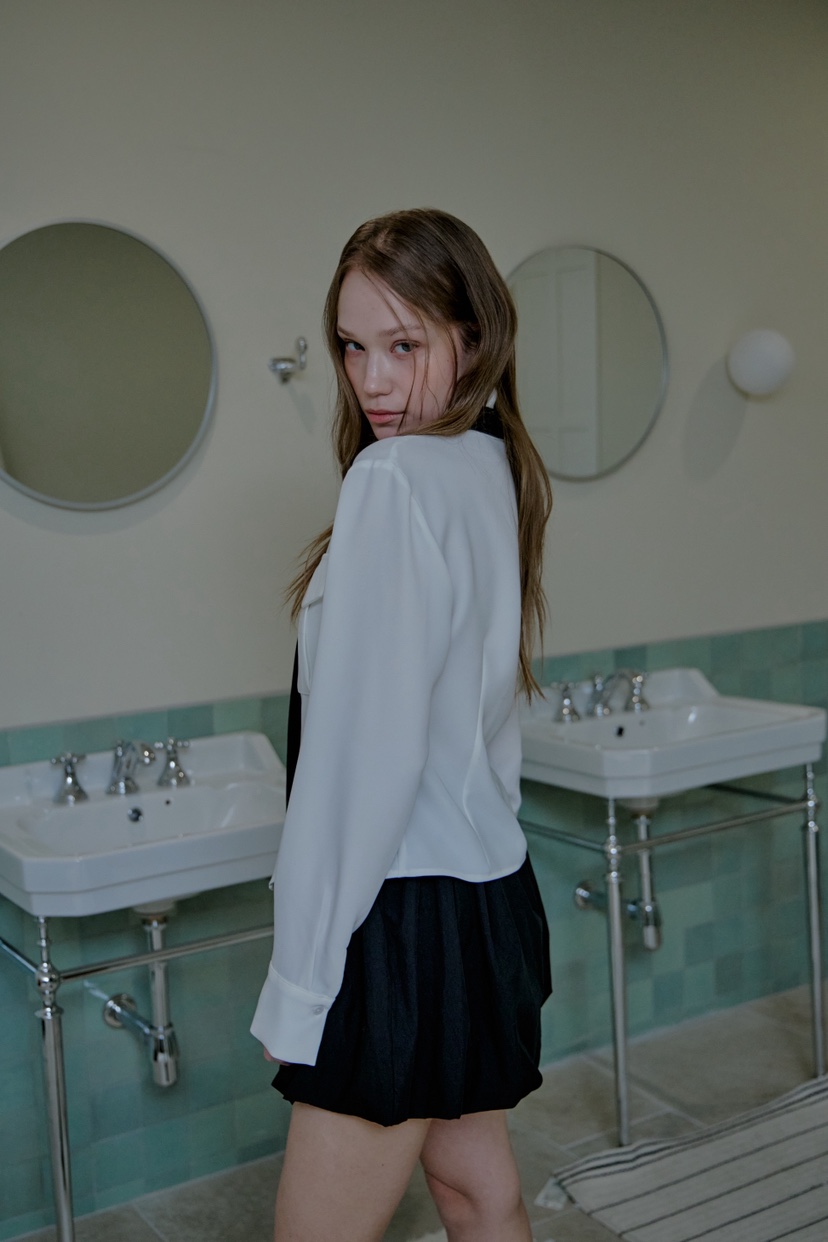 SLIT韓國代購女裝新品休閑職業26春夏熱賣襯衫蕾絲衫含脖帶SLIT襯衫/蕾絲衫