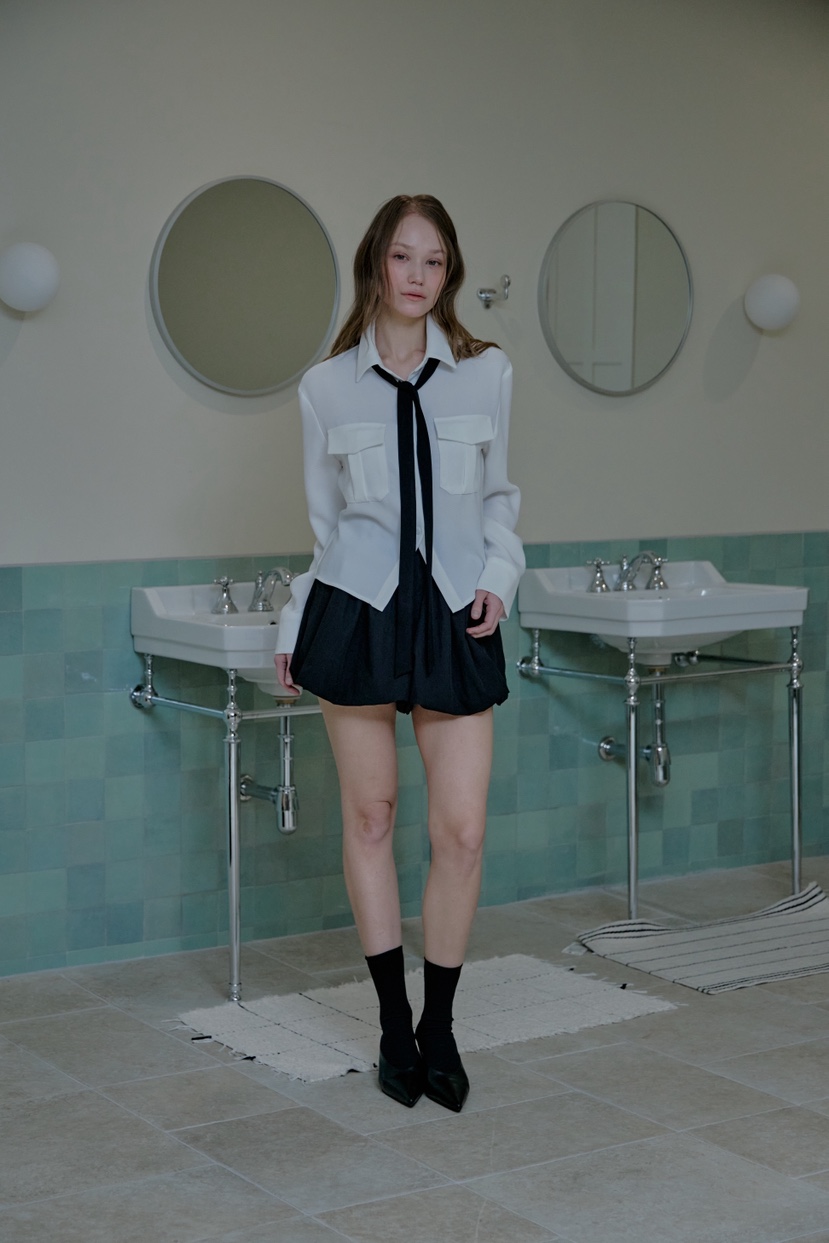 SLIT韓國代購女裝新品休閑職業26春夏熱賣襯衫蕾絲衫含脖帶SLIT襯衫/蕾絲衫