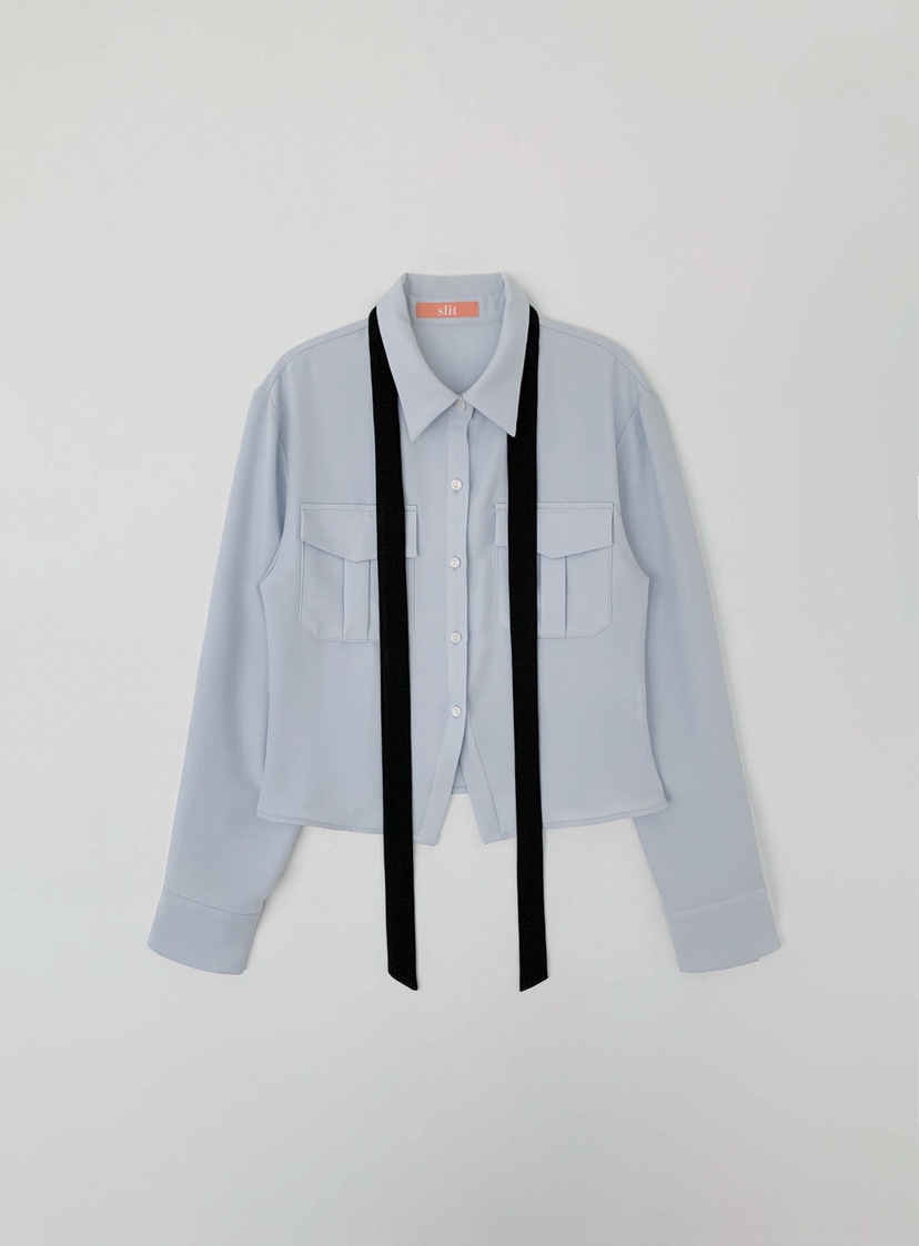 SLIT韓國代購女裝新品休閑職業26春夏熱賣襯衫蕾絲衫含脖帶SLIT襯衫/蕾絲衫圖色1