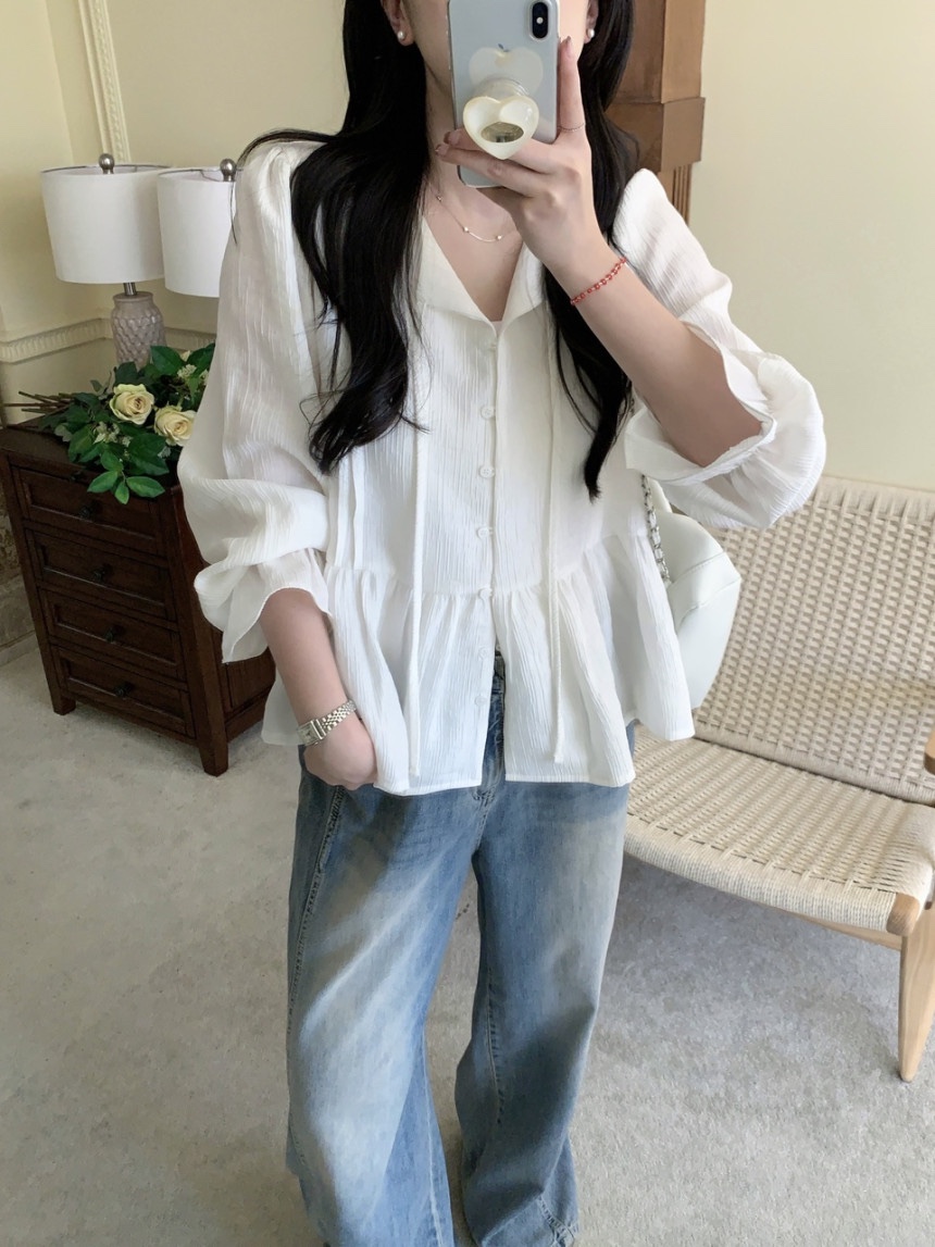 FRILL-T/DADA韓國代購女裝新品推薦26春夏熱賣襯衫蕾絲衫FRILL-T/DADA襯衫/蕾絲衫