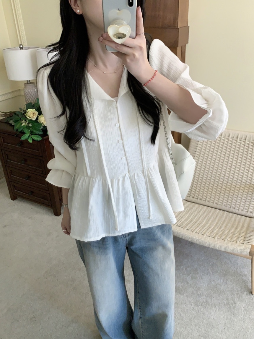 FRILL-T/DADA韓國代購女裝新品推薦26春夏熱賣襯衫蕾絲衫FRILL-T/DADA襯衫/蕾絲衫