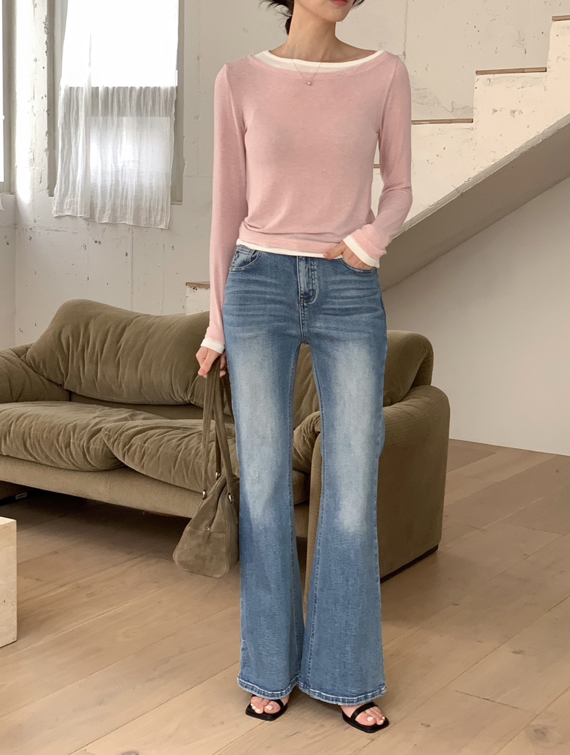 RE:FRESH-L韓國直郵女士新品職業推薦熱賣長袖T恤假兩件RE:FRESH長袖T恤