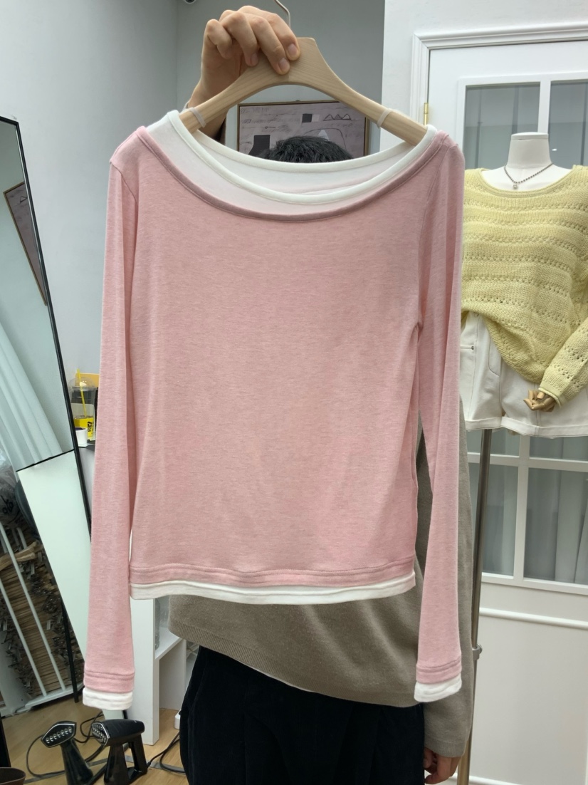 RE:FRESH-L韓國直郵女士新品職業推薦熱賣長袖T恤假兩件RE:FRESH長袖T恤圖色1