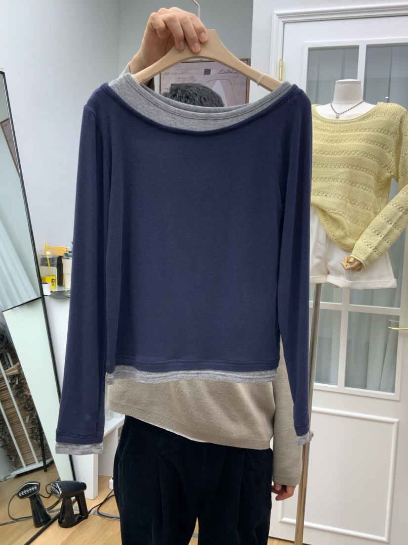 RE:FRESH-L韓國直郵女士新品職業推薦熱賣長袖T恤假兩件RE:FRESH長袖T恤圖色2