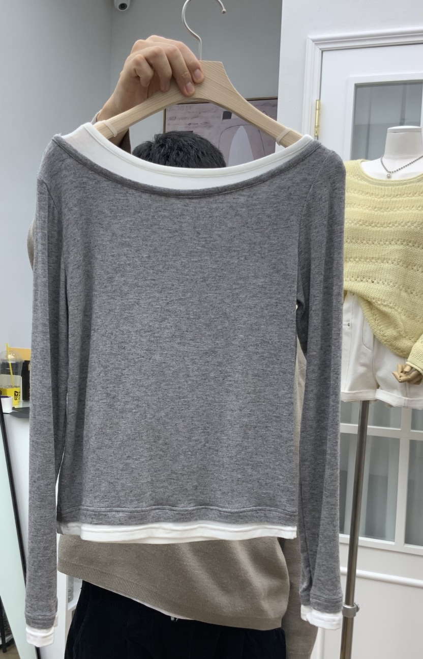 RE:FRESH-L韓國直郵女士新品職業推薦熱賣長袖T恤假兩件RE:FRESH長袖T恤圖色3