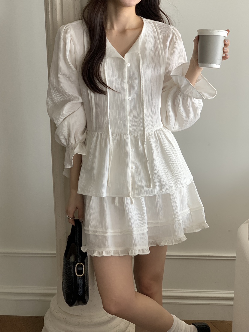 FRILL-T/DADA韓國直郵女士新品熱賣真品職業人氣套裝套裝FRILL-T/DADA套裝