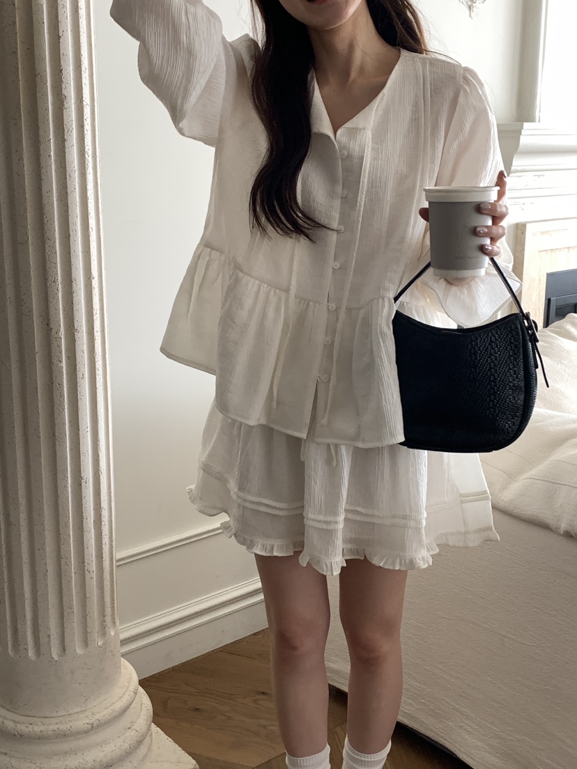 FRILL-T/DADA韓國直郵女士新品熱賣真品職業人氣套裝套裝FRILL-T/DADA套裝