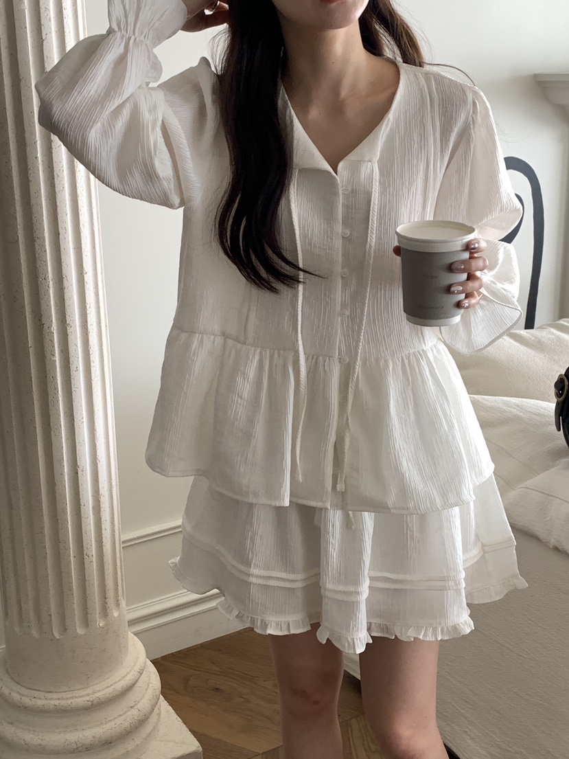 FRILL-T/DADA韓國直郵女士新品熱賣真品職業人氣套裝套裝FRILL-T/DADA套裝