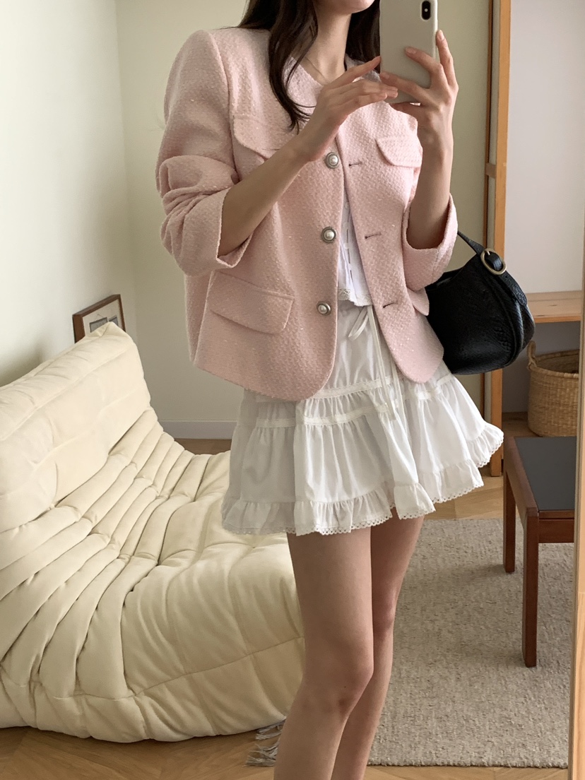 FRILL-T/DADA東大門直郵女士新款職業熱賣推薦夾克粗花呢FRILL-T/DADA夾克