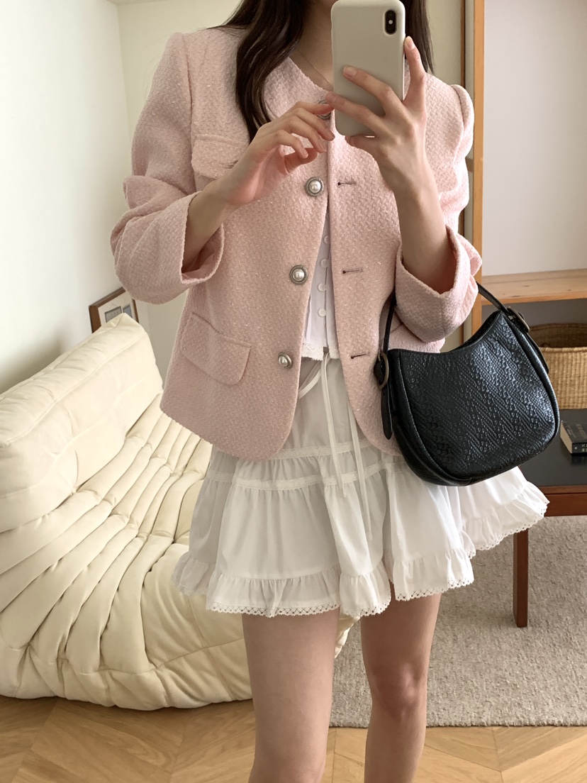 FRILL-T/DADA東大門直郵女士新款職業熱賣推薦夾克粗花呢FRILL-T/DADA夾克