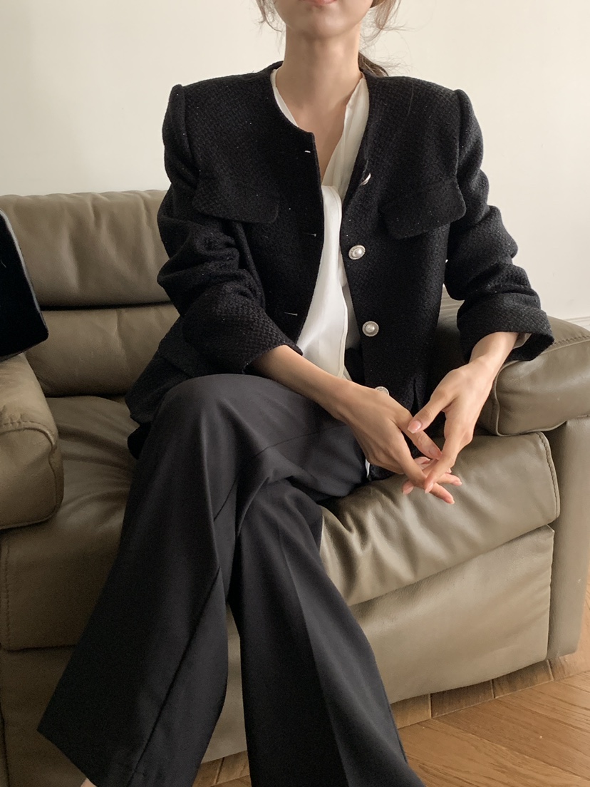 FRILL-T/DADA東大門直郵女士新款職業熱賣推薦夾克粗花呢FRILL-T/DADA夾克