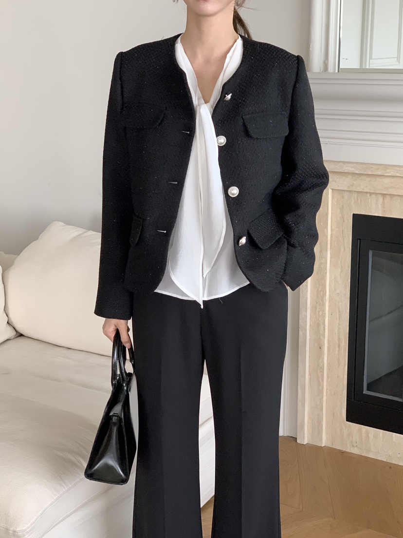 FRILL-T/DADA東大門直郵女士新款職業熱賣推薦夾克粗花呢FRILL-T/DADA夾克圖色2