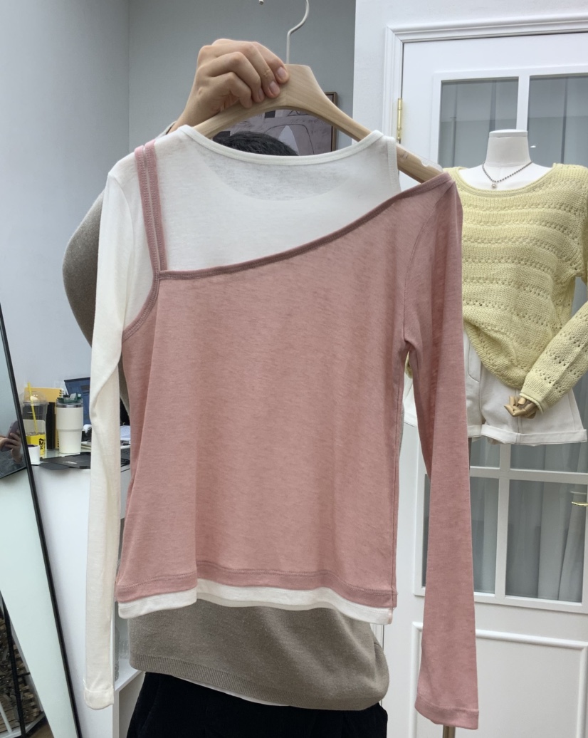 RE:FRESH-L東大門代購女士新品人氣真品推薦長袖T恤假兩件RE:FRESH長袖T恤