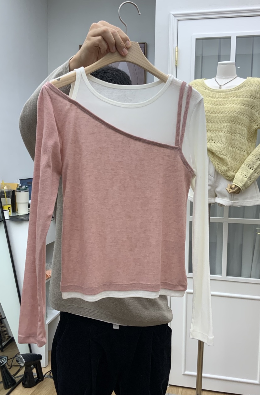 RE:FRESH-L東大門代購女士新品人氣真品推薦長袖T恤假兩件RE:FRESH長袖T恤圖色1