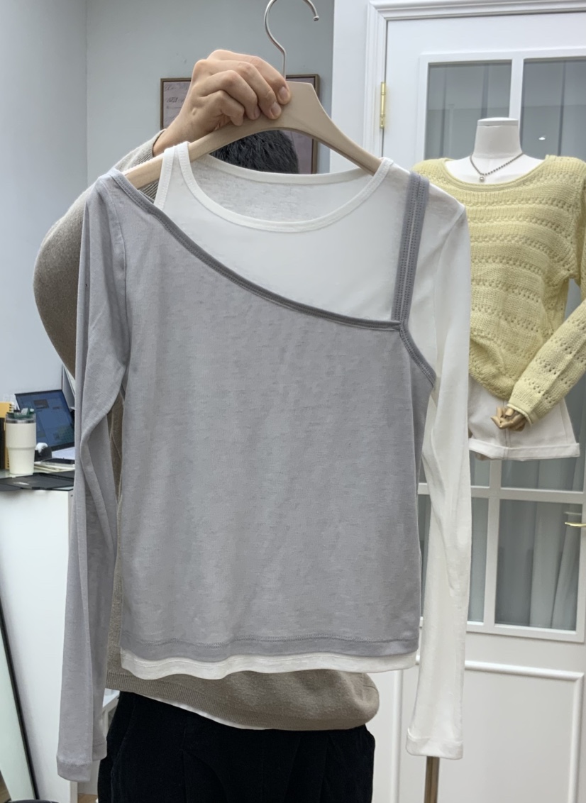 RE:FRESH-L東大門代購女士新品人氣真品推薦長袖T恤假兩件RE:FRESH長袖T恤圖色2