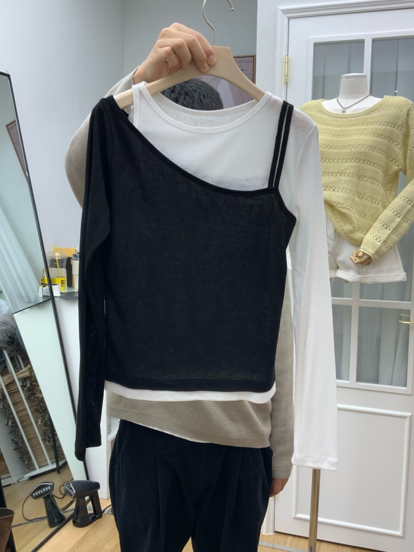 RE:FRESH-L東大門代購女士新品人氣真品推薦長袖T恤假兩件RE:FRESH長袖T恤圖色4