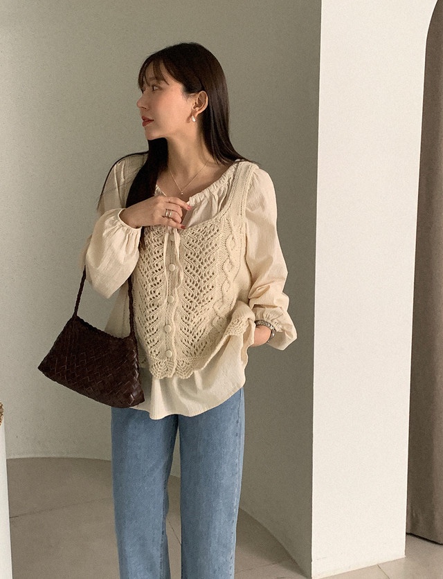 FRILL-T/DADA韓國直郵女裝新款26春夏真品休閑襯衫蕾絲衫FRILL-T/DADA襯衫/蕾絲衫