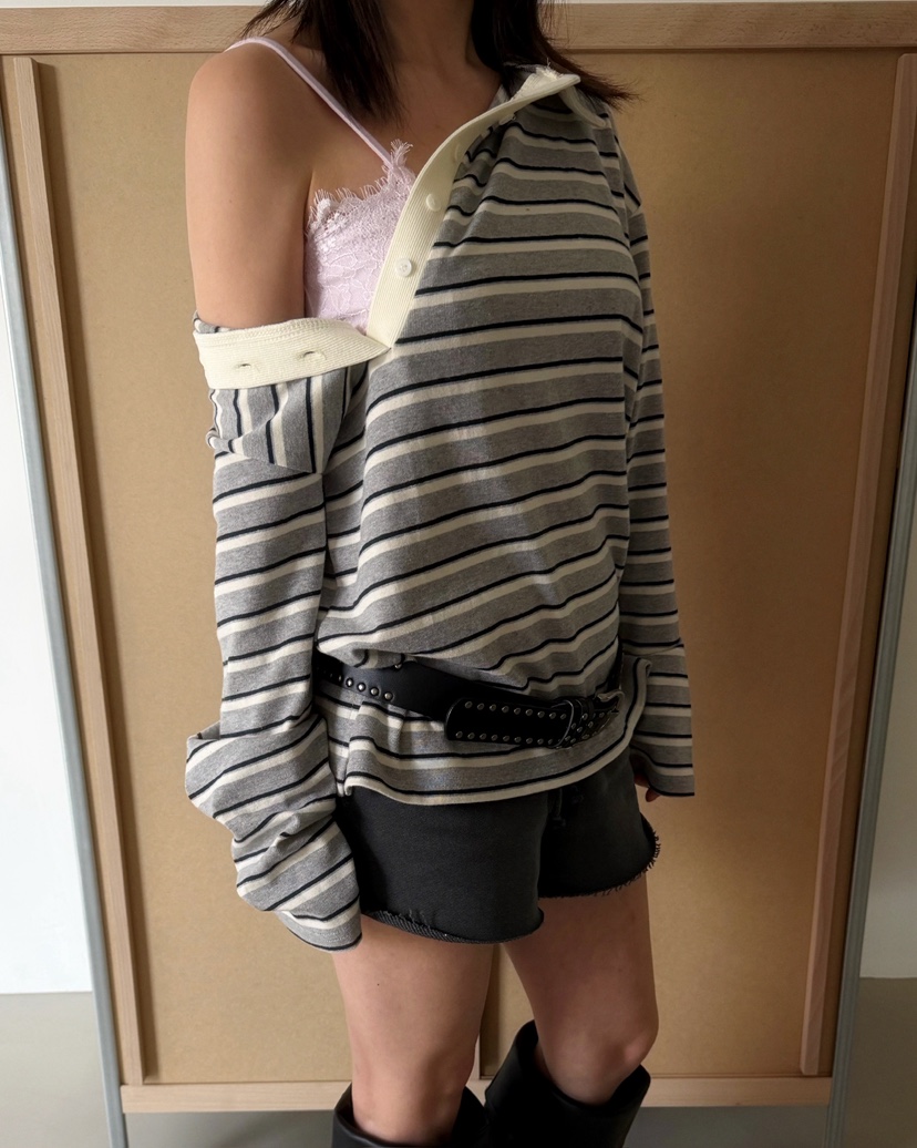 AWESOMESAUCE東大門直郵女士新款熱賣真品長袖T恤不含腰帶AWESOME SAUCE長袖T恤