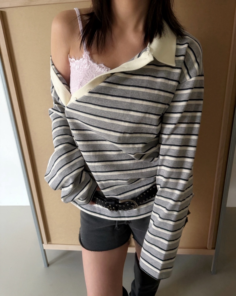 AWESOMESAUCE東大門直郵女士新款熱賣真品長袖T恤不含腰帶AWESOME SAUCE長袖T恤圖色1