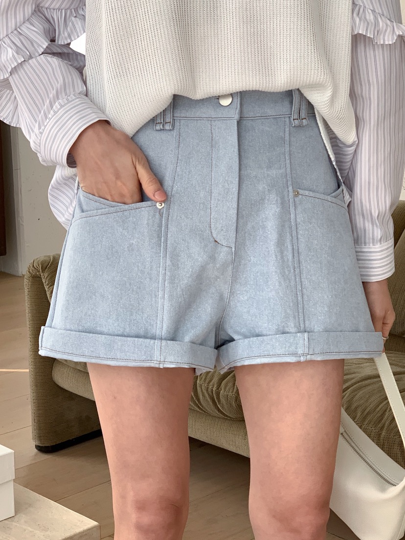 RE:FRESH-L韓國直郵女裝新品時尚熱賣真品職業休閑短褲口袋RE:FRESH短褲