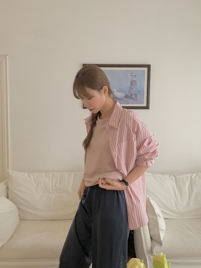 LEGACY韓國直郵女裝新款熱賣職業時尚休閑襯衫蕾絲衫條紋LEGACY襯衫/蕾絲衫