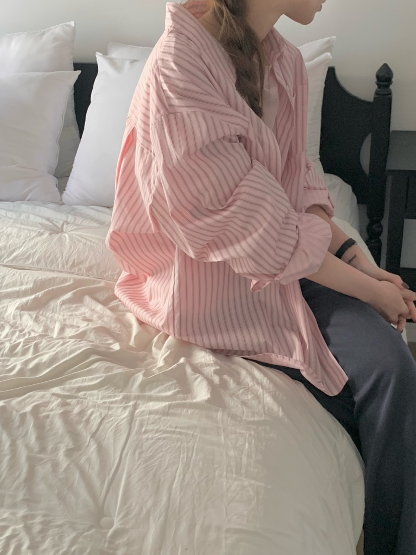 LEGACY韓國直郵女裝新款熱賣職業時尚休閑襯衫蕾絲衫條紋LEGACY襯衫/蕾絲衫