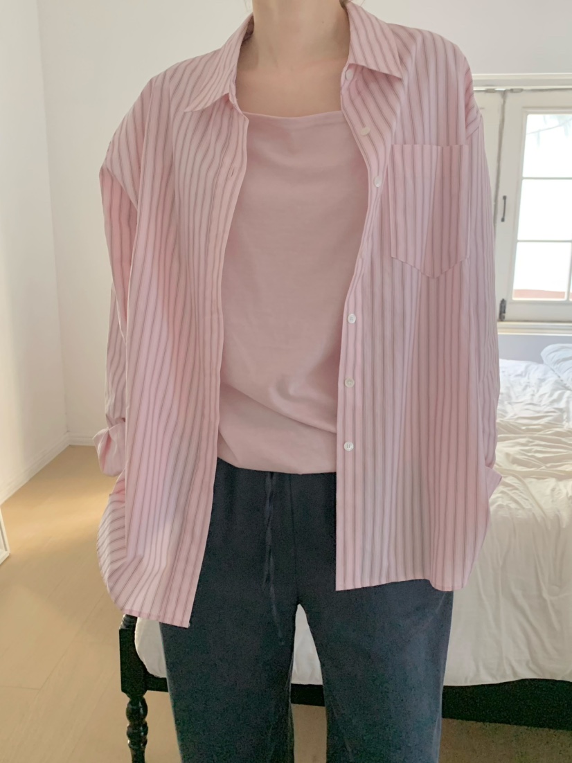 LEGACY韓國直郵女裝新款熱賣職業時尚休閑襯衫蕾絲衫條紋LEGACY襯衫/蕾絲衫