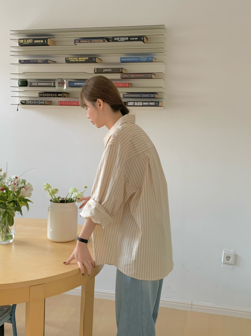 LEGACY韓國直郵女裝新款熱賣職業時尚休閑襯衫蕾絲衫條紋LEGACY襯衫/蕾絲衫